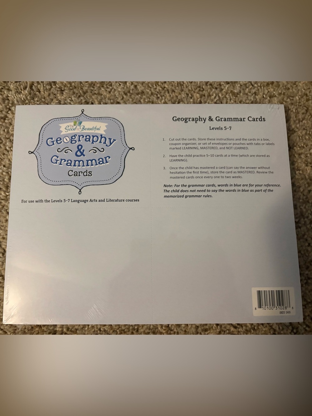 Geography & Grammar Cards - Blue and White Educational Set